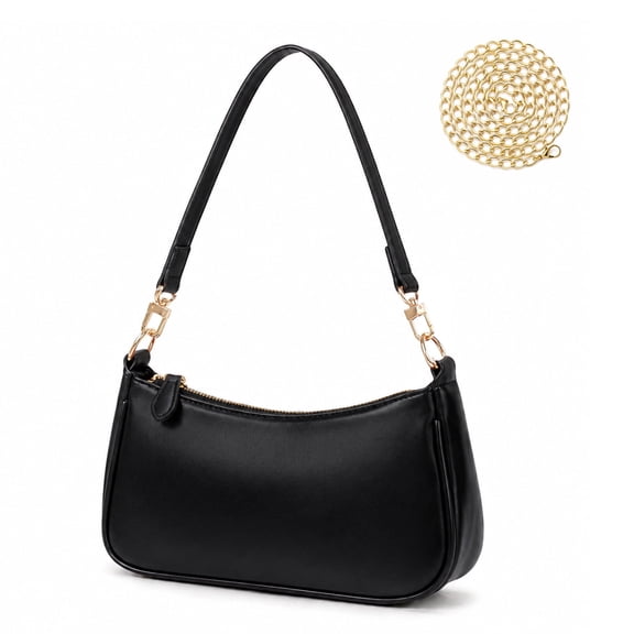 LassZone Women Crescent Shoulder Bag Leather Hobo Handbag Crossbody Bag Mini Clutch Purse with Zipper Closure