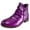 Purple, variant on Womens Ankle Boots Casual Slip on Low Heel Short Stacked Heel Walking Boots