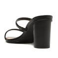 thumbnail image 4 of FSJ Women Simple Round Open Toe Sandals Two Strap Slide Mules Slip On Block Chunky Mid Heels Pumps Casual Daily Shoes Size 9 Black, 4 of 4