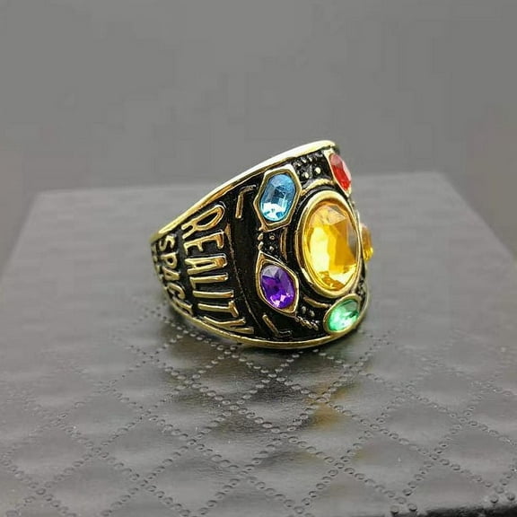 14K Yellow Gold Infinity Glove Gauntlet 6 Stones Thano Rings for Men Women Fans Couple Gift Fashion Jewelry