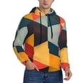 thumbnail image 2 of Uemuo Geometric Cube Pattern Art Pattern Men's Hoodie - Casual Pullover Hoodie with Kangaroo Pocket, Stylish Hooded Sweatshirt for Everyday Wear-Medium, 2 of 7