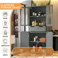 thumbnail image 6 of Joywind Gray Freestanding Bathroom Storage Cabinet with Glass Doors - 67" Tall Linen Organizer with 2 Drawers & Adjustable Shelves, for Bathroom, Kitchen, Living Room, Office Storage, 6 of 7