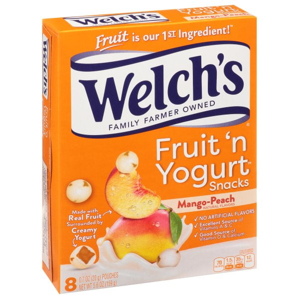 Welch’s fruit ‘n yogurt mango-peach fruit snacks 1 box of 8 (0.7oz) pouches