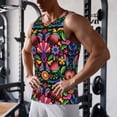 thumbnail image 5 of Zufioo Colorful Floral Embroidery Mexican Print Men's Vest, Sleeveless Quick-drying Muscle T-shirt, Suitable for Sports Fitness, Home Leisure Wear-3X-Large, 5 of 7