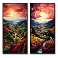 thumbnail image 2 of Designart "Rows of Ruby in Green and Purple Vineyard III" Vineyard Framed Wall Art Set Of 2 - Red Landscapes Framed Wall Art Set Of 2, 2 of 7