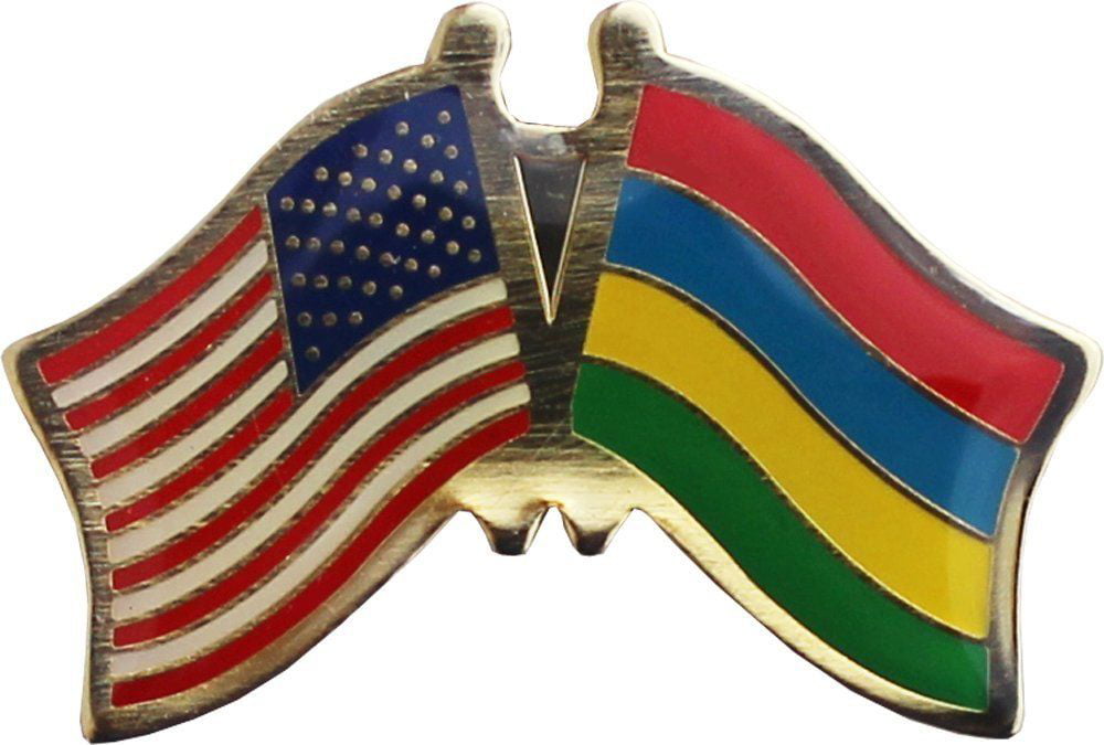 USA American Mauritius Friendship Flag Bike Motorcycle Hat Cap lapel Pin 