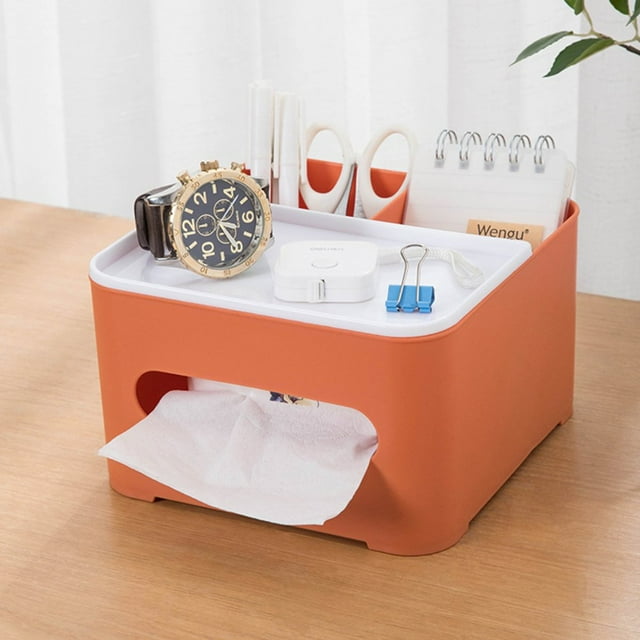 Side Dispensing Outlet Tissue Box Multifunction Remote Control Holder for Office Restaurant Dorms