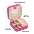 thumbnail image 3 of Unique Bargains Travel Jewelry Case, Small Jewelry Organizer Portable Mini Jewelry Box with Mirror Square Style 1, Red, 3 of 5