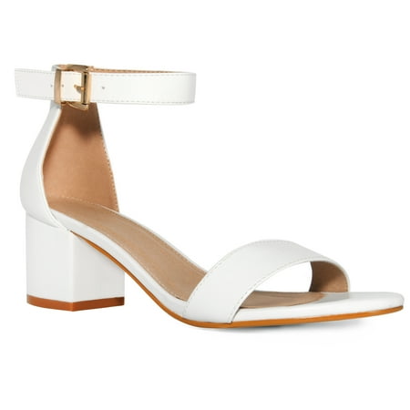 

Fashion Thirsty Womens Ladies Mid Block Heels Ankle Strap Open Toe Shoes