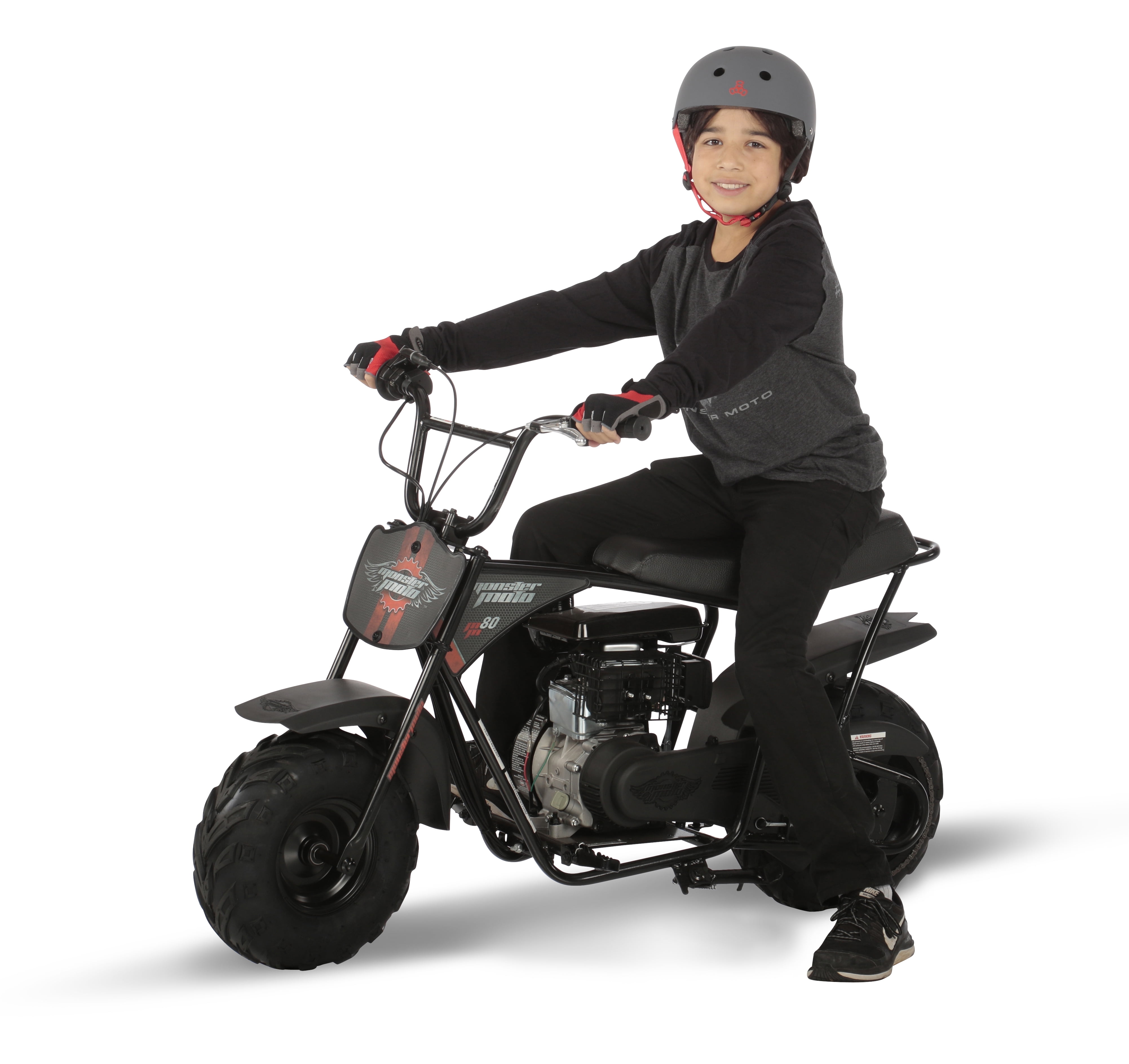 Mega Moto 80cc Mini Bike Black with Red Pink Decals