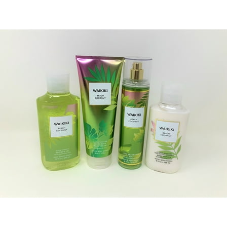 Bath and Body Works Waikiki Beach Coconut Gift Set Mist, Body Cream ,Shower Gel and  Body Lotion Full Size