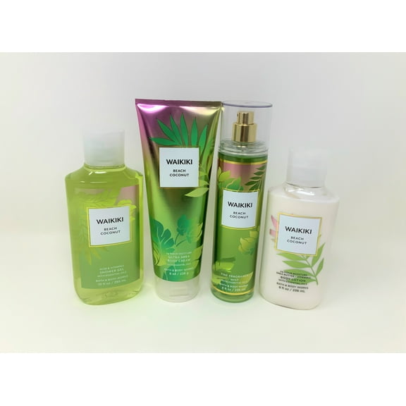 Bath and Body Works Waikiki Beach Coconut Gift Set Mist, Body Cream ,Shower Gel and  Body Lotion Full Size