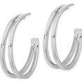 thumbnail image 2 of Sterling Silver Rhodium Plated Split Design Hoop Post Earrings (34.95 X 34.65) Made In Thailand qe15975, 2 of 5