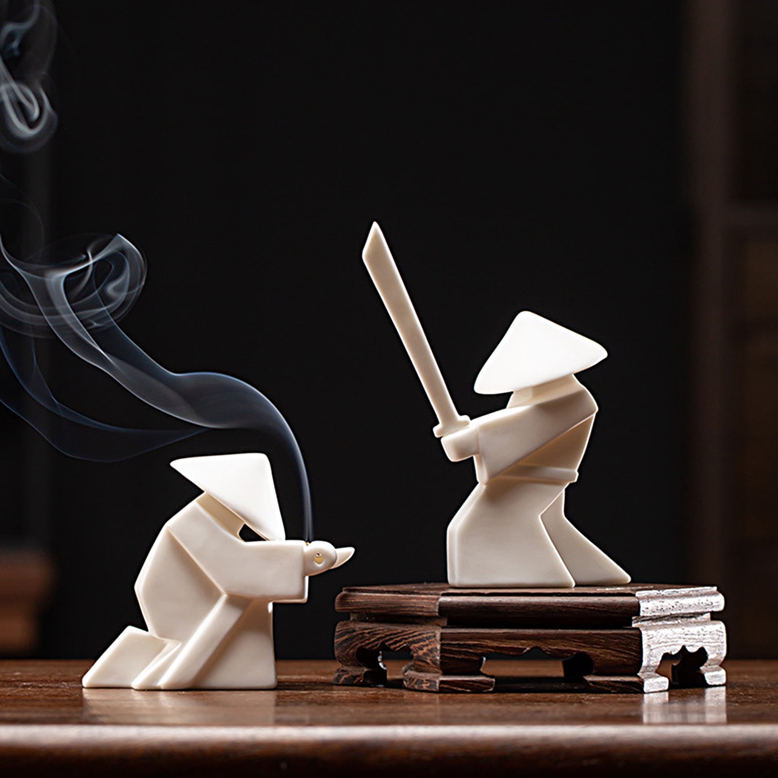 Deyuer Incense Stick Burner Unique Delicate White Porcelain Chinese Ceramic Samurai Censer Holder Home Decor for Home,B Green