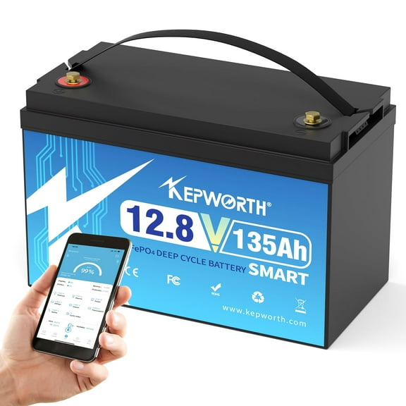 KEPWORTH 12V 135Ah Bluetooth LiFePO4 Lithium Battery with 100A BMS