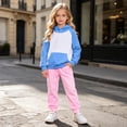thumbnail image 2 of JIAYUE Girls Clothing Outfits Raglan Long Sleeve Color Block Hoodies With Pocket Solid Jogger Pants 2-Piece Sets Back To School,3-4 Years, 2 of 4