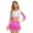 Hot Pink, variant on TiaoBug Women Girls Cheer Leader Uniform Dress Cheerleading Outfits Sparkle Long Sleeve Crop Top with Skirt Set Green S