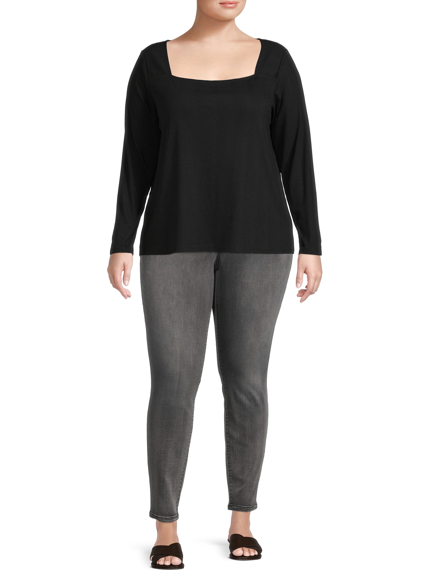 Terra & Sky Women's Plus Size Skinny Jeans, Regular and Petite