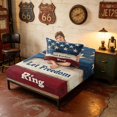 thumbnail image 4 of Manfei American Flag Star Twin Sheets, Rustic Lodge Cabin Bedding, Red White Blue, Black Reversible 3-Piece (1 Flat Sheet, 1 Fitted Sheet and 1 Pillowcase), 4 of 6