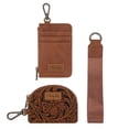 thumbnail image 5 of Wrangler Women's Western Dual Pouch Keychain Wristlet Wallet Embroidered Boot Scroll Design with Zipper Card Holder, Brown, 5 of 6