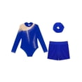 thumbnail image 3 of Miutii Kids Girls 3 Piece Gymnastics Leotards Dance Bodysuit Tumbling Outfits Figure Skating Costume A Royal Blue 12, 3 of 5