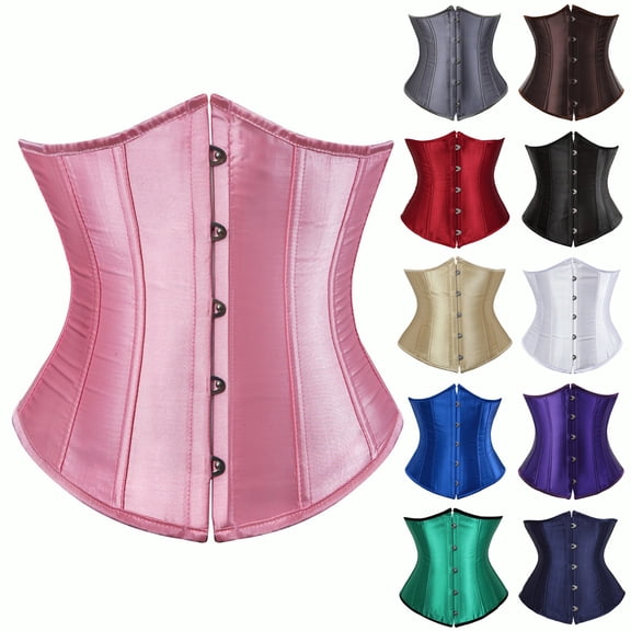 COMVALUE Women's Lace up Waist Plus Size Training Underbust Corset (Pink, S)