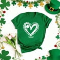 thumbnail image 4 of LEKWK Womens St Patricks Day Shirt Heart Clover Sketch Graphic Tees Short Sleeve Summer Tops Round Neck Scalloped Edge Print Holiday Wear, 4 of 7