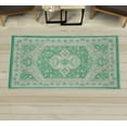 thumbnail image 1 of Ethnic Decorative Rug, Folk Tribal Shapes with Monochrome Design in Grunge Weathered Effects, Quality Carpet for Bedroom Dorm and Living Room, 6 Sizes, Sea Green, by Ambesonne, 1 of 1