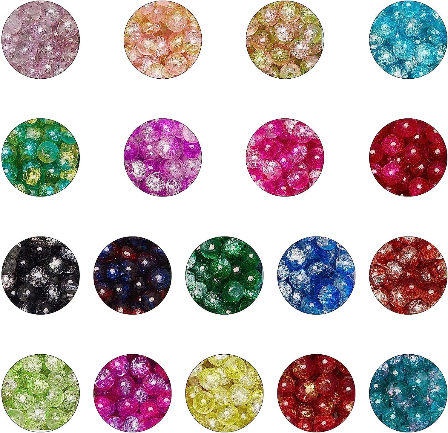 PH Glass Beads 6mm 1350pcs 18 Colors Waist Beads for Jewelry Making with Scissors Elastic Thread Beading Needles for Christmas Tree Decoration Colorful