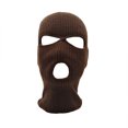 thumbnail image 1 of Gorro de punto de tres agujeros con aguja de lingote de invierno, gorro de lana de color caramelo, gorro para cavar agujeros al aire libre, gorro con máscara a prueba de viento para ciclismo, 1 of 6