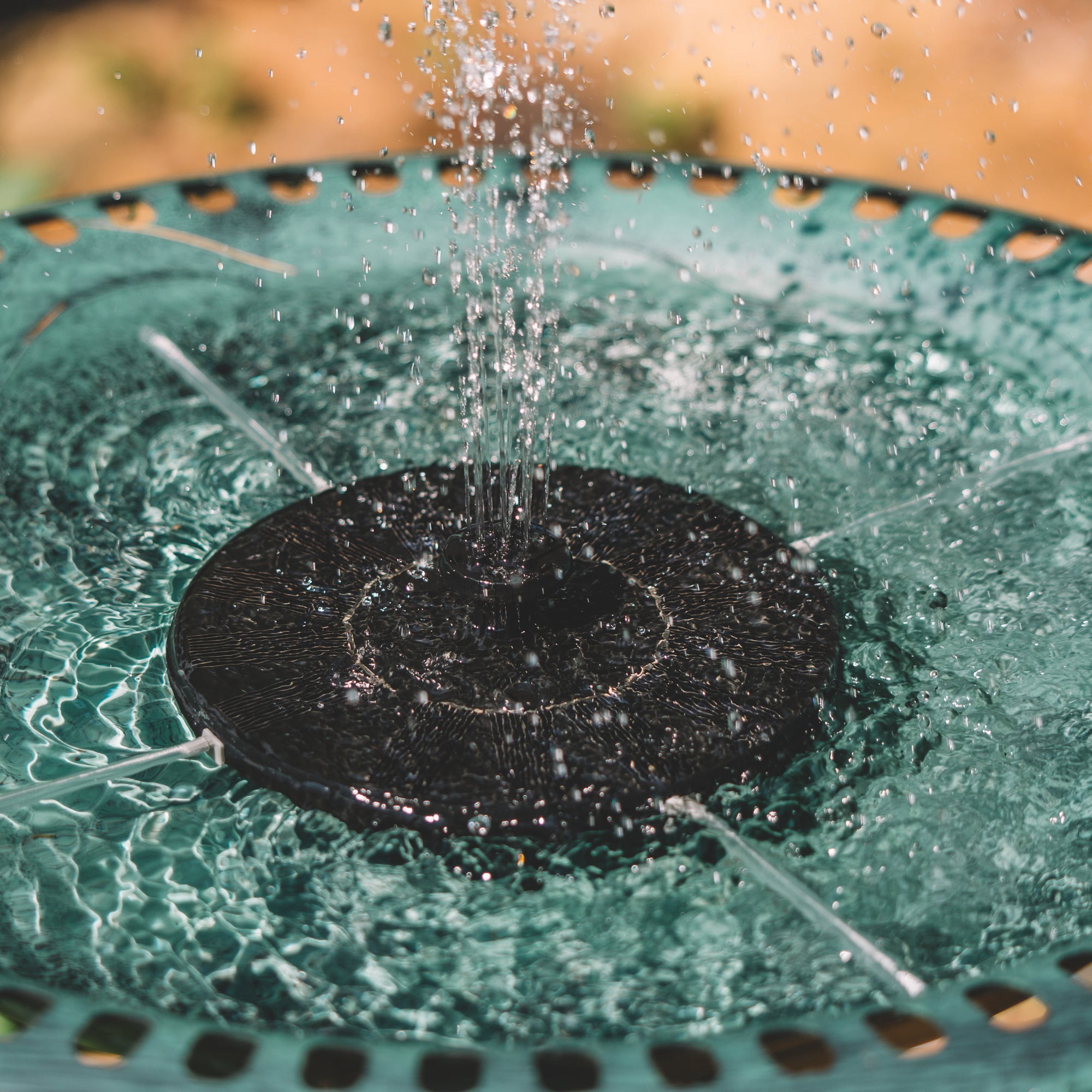 Backyard Expressions Solar Pump Outdoor Bird Bath Fountain, Antique Green Finish
