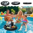 thumbnail image 2 of Inflatable Pool Drink Holder Float Multi Slot Bar Tray with Side Handles and Phone Holder for Pool Parties, Black, 2 of 6