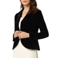 thumbnail image 4 of INSPIRE CHIC Blazer en Velours à Manches Longues avec Col Cranté pour Femmes m Noir, 4 of 6