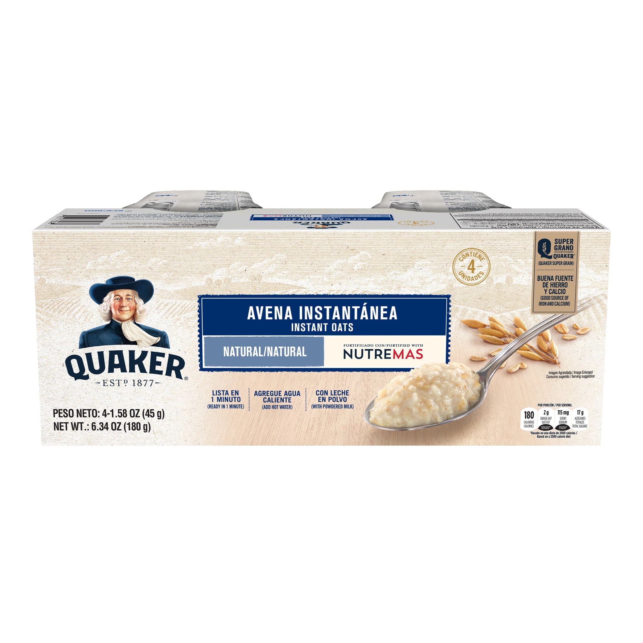 Quaker Instant Oatmeal Cups, Original Flavor, 4 pack, Ready in Minutes