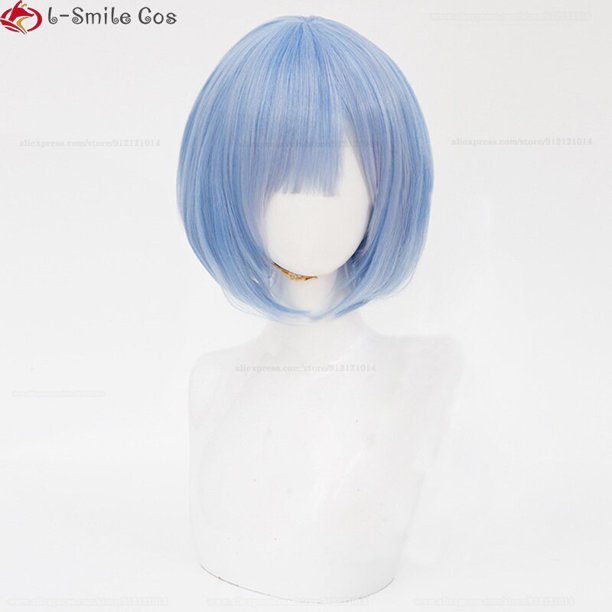 Anime Re:Life in a different world from zero Rem Ram Cosplay Wig 30cm Heat Resistant Synthetic Hair Halloween Wigs + Wig Cap heqiyong LED