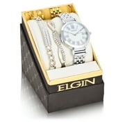 Elgin Adult Female Analog Watch Set with Round Mother of Pearl Dial in Silver - EG17004SST
