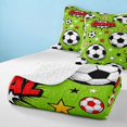 thumbnail image 4 of Manfei Football Sports Quilt Full, Goal Print Full Bedspread Sets, Lime Green Soccer, Colorful Gamepad Reversible 3 Pieces, 1 Coverlet and 2 Pillowcases, 4 of 7