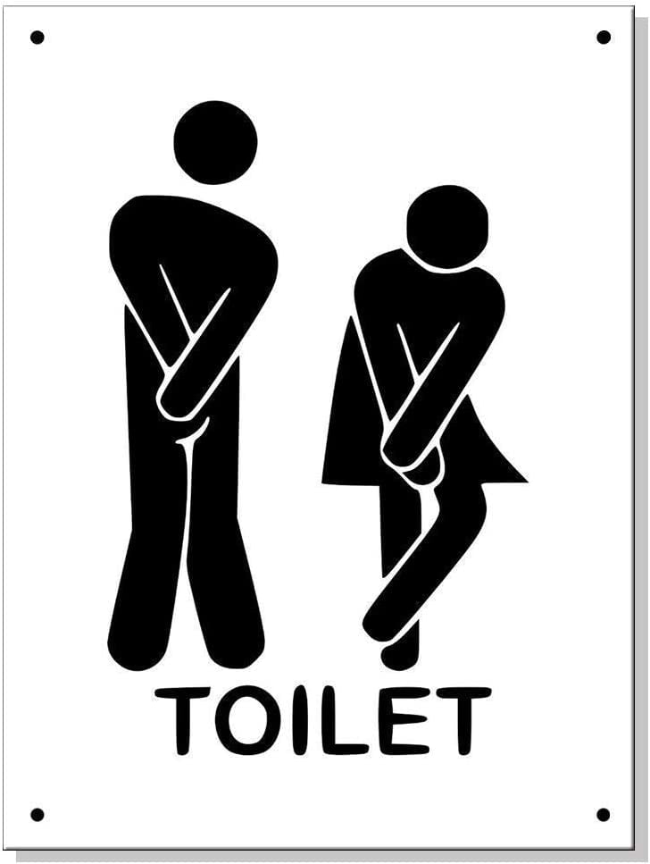 Metal Sign - Toilet Funny Plaque Mens Ladies Washroom Bathroom Door Decor  Print 12X16inch 