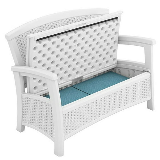 Suncast Elements Resin Wicker Bench With Storage Com