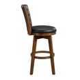 thumbnail image 3 of Core Set of 2 Swivel Barstool Chairs- Brown Wood- Black Faux Leather, 3 of 6