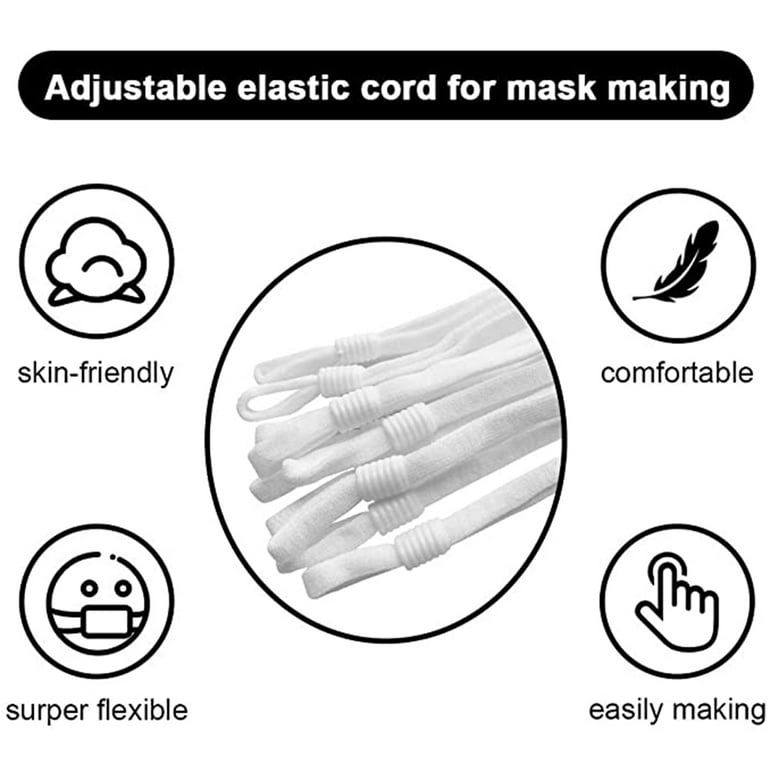 Lilvigor 50 Pcs Elastic String for Masks, Sewing Elastic Band Cord with  Adjustable Buckle Ear Loop Buckles for Non-Slip Making Supplies DIY Stretch