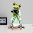 thumbnail image 5 of HANXIULIN Frog Figurine Decor A Frog Sitting On The Toilet Playing With His Phone Frog Sculpture Statue Creative Craft Resin Great for Desk Bathroom Home Decoration Home Decor, 5 of 9