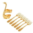 thumbnail image 2 of Foqnuq Elegant Gold & Silver Fruit Fork Set with Base | Creative Metal Cutlery for Dining & Decor | Gift-Ready Spoon Collection, 2 of 6