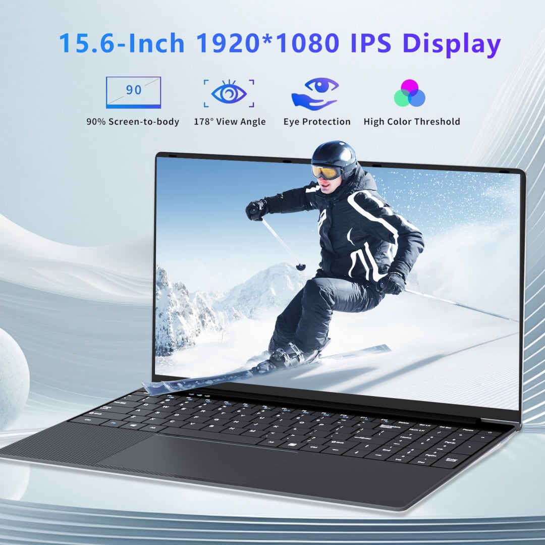 DUNHOO 15.6 Inch Laptop, 16GB RAM, 512GB SSD, Intel Core i5, Windows 11 Pro, Backlit Keyboard, Silver