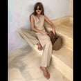 thumbnail image 4 of Conjuntos de 2 Piezas para Mujer: Chaleco de , Conjuntos Casuales Elegantes, Pantalones de Pierna , Trajes Caqui L, 4 of 10