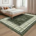 thumbnail image 2 of HOMERRY Washable Large Rug for Living Room 8' x 10' Plaid Print Modern Bordered Soft Non-Slip Indoor Carpet, Green, 2 of 5