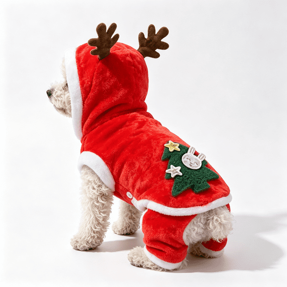 Pet Christmas Costumes Dog Xsmas Tree Clothes Pet Christmas Party Apparel Soft Velvet Winter Sweater Dogs Cats Outfit