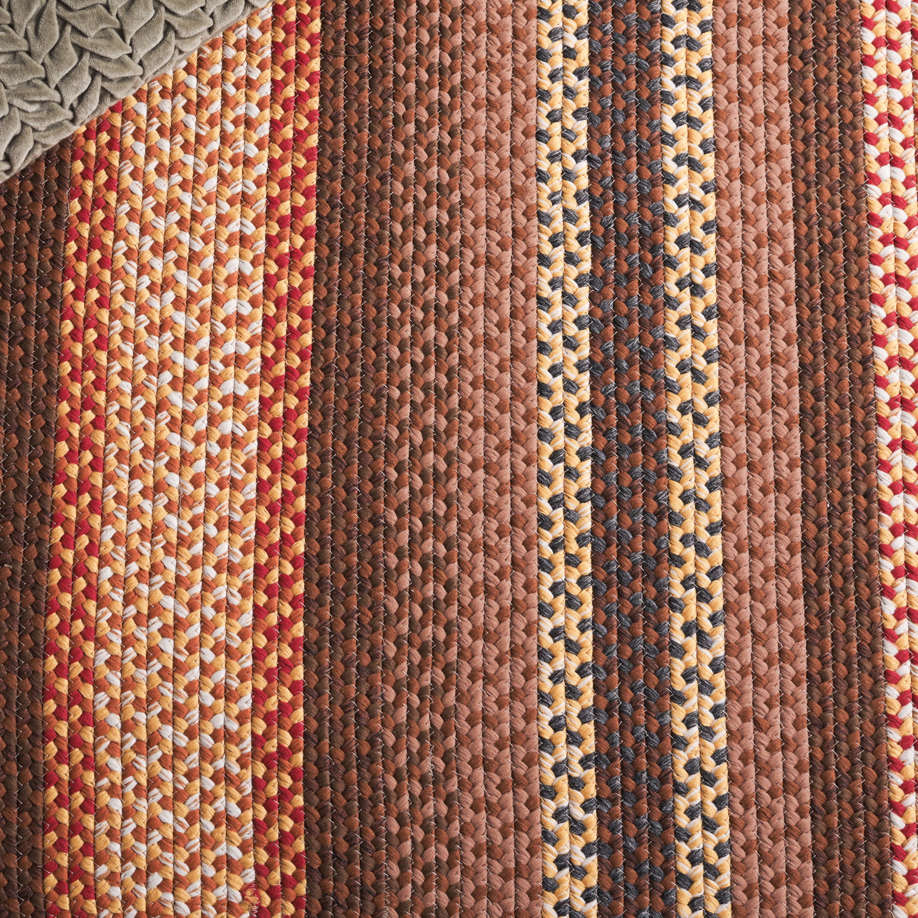 Safavieh Braided Angel Bordered Machine Washable Reversible Area Rug, Brown/Light Brown, 6' x 9' Oval