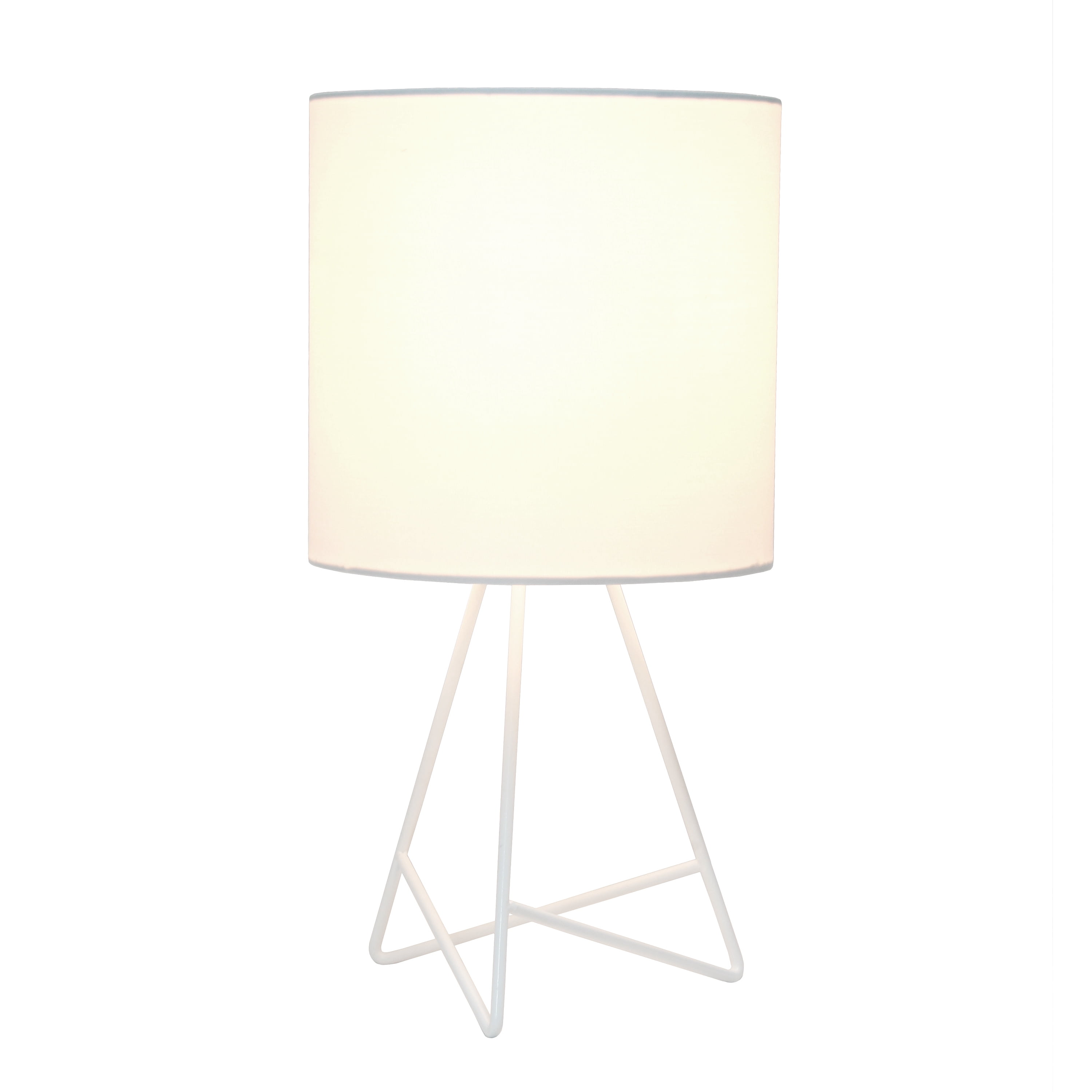 Creekwood Home Glamora 14" Modern Chic Wire Table Lamp with LED Bulb, White w/ White Shade