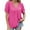 Hot Pink, variant on Buigttklop Summer Tops for Women 2024 Plus Size Women'S Short Sleeve V-Neck Solid Color Pleated Loose Fit Basic Tunic Top